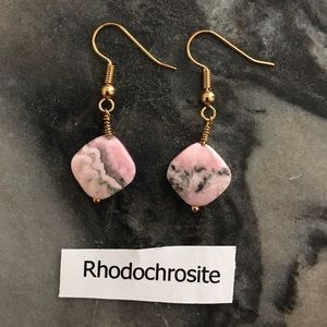 Pink Rhodochrosite Dangle Earrings